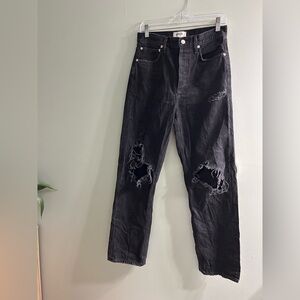 Agolde 90s pinch waist washes black denim distressed jeans